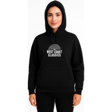 Etiler Collection Üç Iplik Kapüşonlu Ön ve Arka Baskılı Sweatshirt Hoodie - Siyah