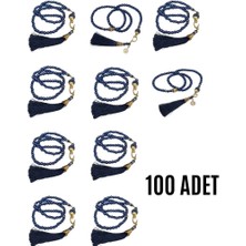 Durukar Namaz Tesbihi Vavlı 99'lu Cam Incili Esma'ul Hüsna Dua Kartı Ile Lacivert Renk Hediyelik 100 Adet