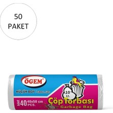 Herşeytrend Küçük Boy Çöp Torbası 40 x 50 cm 40 Lı Rulo x 50 Paket = 2.000 Adet (Şeffaf)