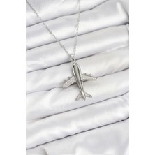 Skygo 316L Çelik Zincir Gümüş Renk Uçak Model Kadın Kolye