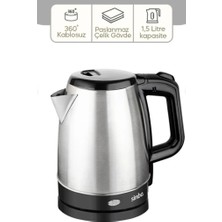 Flamex Çelik Kettle 1.7lt Gizli Rezistans - Kablosuz SK-8015 (5047)