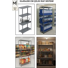 Manken İstanbul Gri Civatalı Çelik Raf | Depo – Arşiv – Kiler Raf Sistemi - 31X93X200 - 4 Katlı