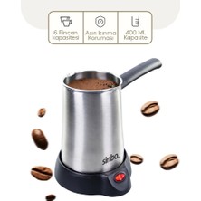 Flamex Çelik Elektrikli Cezve Türk Kahve Makinesi - 6FİNCAN=400ML Çift Yönlü Dökme Ağız 360 D