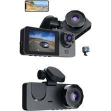 Flamex 3 Kameralı 2 Inç 1080P Araç Içi Kamera Sürüş Kamerası Carplay