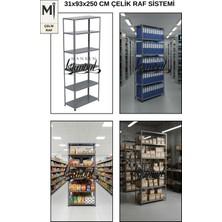 Manken İstanbul Gri Civatalı Çelik Raf | Depo – Arşiv – Kiler Raf Sistemi - 31X93X250 - 6 Katlı