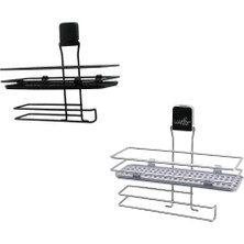 Flamex Metal Mix : Siyah - Krom Roza Raflı Kağıt Havluluk Yapışkanlı Montaj - Pls Raf (5047)