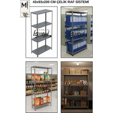 Manken İstanbul Gri Civatalı Çelik Raf | Depo – Arşiv – Kiler Raf Sistemi - 43X93X200 - 4 Katlı