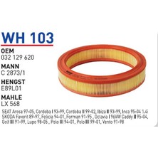 Wunder Filter Volswagen Audı Skoda Seat Uyumlu  Hava Filtresi Wh 103