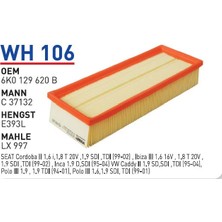 Wunder Filter Volkswagen Seat Uyumlu Hava Filtresi Wh 106