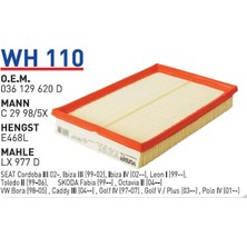 Wunder Filter Volkswagen Skoda Seat Uyumlu Hava Filtresi Wh 110