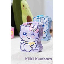 Sarego Sevimli Karakter Tasarımlı Metal Kumbara Kilitli ve Anahtarlı Çocuk Kumbara Hediye Seti