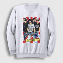 Presmono Unisex Beyaz Poster Kaulitz Tokio Hotel Sweatshirt
