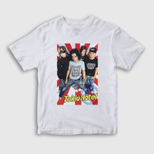 Presmono Unisex Çocuk Beyaz Poster Kaulitz Tokio Hotel T-Shirt