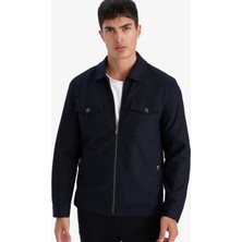 DeFacto Slim Fit Polo Yaka Astarlı Fermuarlı Cepli Mont D7533AX26SP