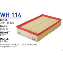 Wunder Filter Volkswagen Transporter Uyumlu Hava Filtresi Wh 114
