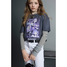 DeFacto Kpop - Demon Hunters Relax Fit Tişört Kız Çocuk H3842A826SM