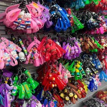 Sarego Lüks 10 Adet Hediyelik Silikon Anahtarlık Toplu Tatlı Şirin Figürler Maskot Anahtarlık Sevimli Eğlenceli On'lu Toptan Anahtarlık