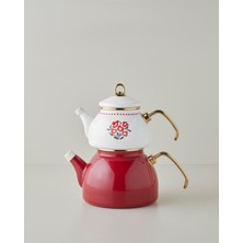 English Home Bright Parade Emaye Çaydanlık 1,1 Litre + 2,3 Litre Kırmızı