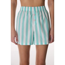 Penti Mint Yeşili Hailey Pamuklu Çizgili Şort Pijama Altı