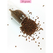 Herşeytrend Dökme Cam Kum Boncuk (11/0) 2 mm - 20 Gram -  Çok Koyu Turuncu - BNC029