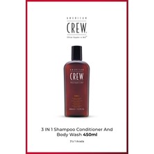 American Crew 3-in-1 Classic 450 ml – Şampuan + Saç Kremi + Duş Jeli | Erkeklere Özel Çok Amaçlı Bakım