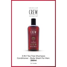American Crew 3-in-1 Tea Tree 250 ml – Şampuan + Saç Kremi + Duş Jeli | Çay Ağacı Özlü Ferahlatıcı Erkek Bakım Ürünü