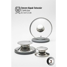 Marsilyan Paloma Serisi 2’li Paslanmaz Çelik Lüks Tencere Kapağı Tutucu Seti - 4.5- 5.5 cm Universal -Ma