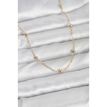 Skygo cm 14K Gold Renk Pirinç Top Zincirli 60 cm Kadın Kolye