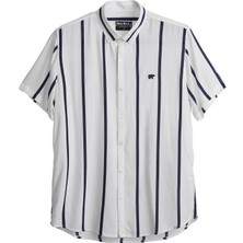 Bad Bear Sergio Shirt Off-White Beyaz Kısa Kollu Çizgili Erkek Gömlek