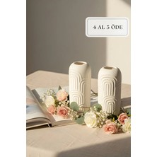 Zuri Design Bohem Desenli Beton Vazo 2’li Set – Dekoratif Modern Tasarım