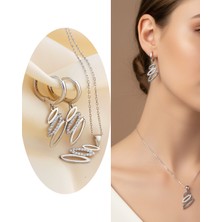 18 Ayar Altın Kaplama Hare Tasarım Kolye Küpe Kadın Set Doğum Günü Hediye