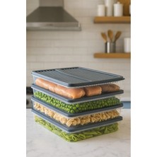 M&H 4 Adet Saklama Kabı 2400 ml  - Kendinden Kapaklı, Derin Dondurucuya Uygun.