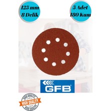 mobilyap Gfb 5 Adet 180 Kum 8 Delikli 125 mm Cırt Zımpara Kağıdı El Zımparaları Avuç Içi Spiral Taşlama