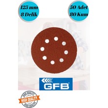 Gfb 50 Adet 80 Kum 8 Delikli 125 mm Cırt Zımpara Kağıdı El Zımparaları Avuç Içi Spiral Taşlama