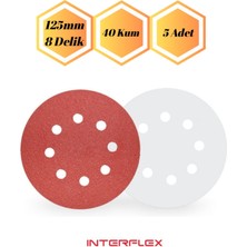 5 Adet - 40 Kum Cırt Zımpara Kağıdı El Zımparaları Seti 125 mm 8 Delikli Avuç Içi Spiral Taşlama