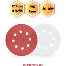 mobilyap 50 Adet - 100 Kum Cırt Zımpara Kağıdı El Zımparaları Seti 125 mm 8 Delikli Avuç Içi Spiral Taşlama