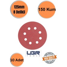 mobilyap Ugr 10 Adet 150 Kum 8 Delikli 125 mm Cırt Zımpara Kağıdı El Zımparaları Avuç Içi Spiral Taşlamalı