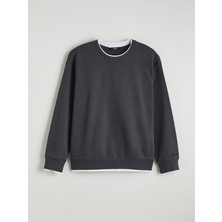 Lc Waikiki Yeni Sezon Bisiklet Yaka Nakışlı Erkek Kalın Sweatshirt