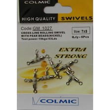 Colmic Crossline Rolling Swivel With Pearlbeads (Nikel) 6p