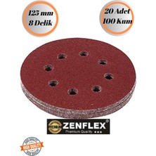 mobilyap Zenflex 20 Adet 100 Kum 8 Delikli 125 mm Cırt Zımpara Kağıdı El Zımparaları Avuç Içi Spiral Taşlama