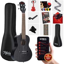 Midex SPA-235BK Maun Ağacı Yüksek Kaliteli Soprano Ukulele Seti Siyah