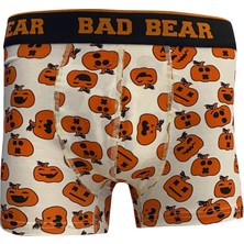 Bad Bear Pumpkin Off-White Beyaz Balkabağı Desenli Erkek Boxer