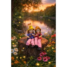 Seymen Bıçakçılık Çiçek Bahçesi Temalı Sevimli Kız Figürleri | Sallanan Ayaklı Dekoratif Biblo Seti