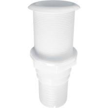 Thru-Hull Threaded 1 ½", W/hose Barb Ø38MM, L.87MM,WHITE