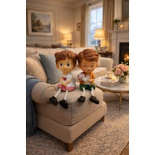 Seymen Bıçakçılık Sevimli Çift Figürlü Biblo | Sallanan Ayaklı Dekoratif Ev Süsü