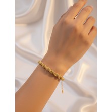 Zarene Silver Xuping Parlak Burgulu Bileklik 14K Gold