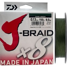 Daiwa J-Braid 8x Dark Green 150 mt 0.13 mm Ip Misina