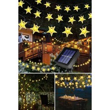 3 Metre Güneş Enerjili Solar 20YILDIZ LED Işık 7 Metre Dekoratif  Yılbaşı Bahçe Balkon ve Teras