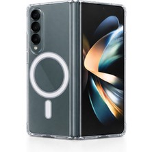 Vissona Samsung Galaxy Z Flip 4 Uyumlu Kamera Korumalı Magsafe Wireless Şarj Özellikli Lüks Şeffaf Silikon Telefon Kılıfı