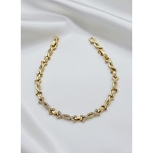 Zarene Silver Xuping Çapraz Taşlı Bileklik 14K Gold